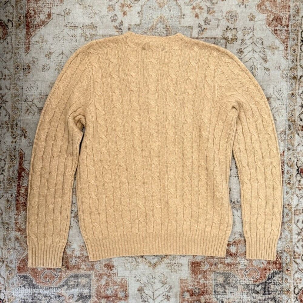 Polo Ralph Lauren Men’s The Iconic Cable Knit Cashmere Sweater Brown Size M NWT - Picture 11 of 11